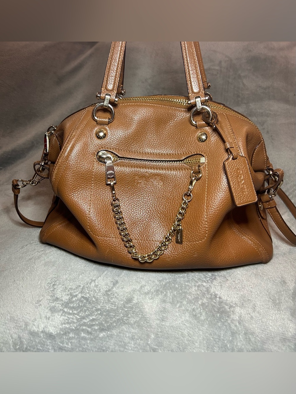 Coach Prairie Satchel Brown/Tan Leather w/ Gold Hardware Detachable Strap #34362